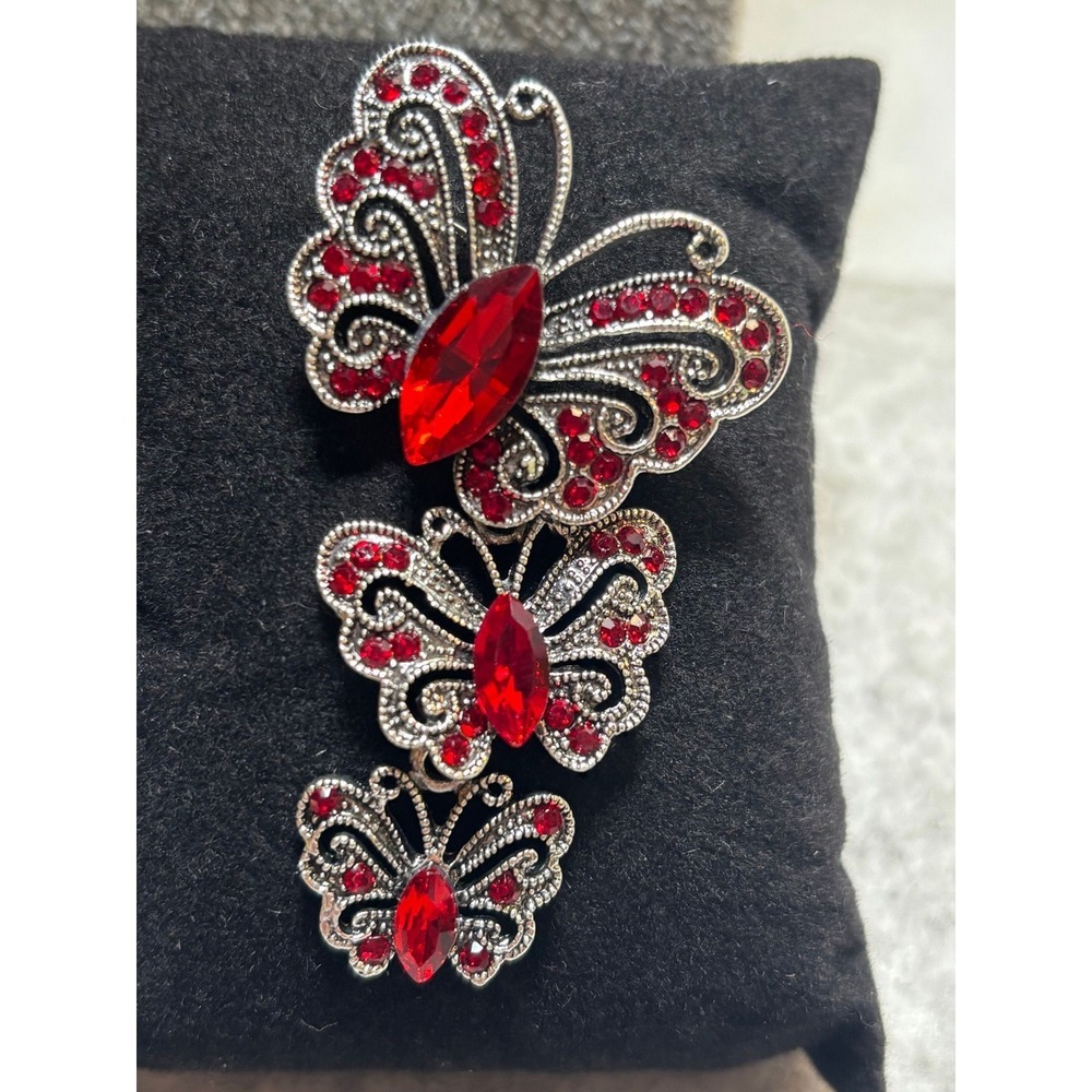 #57. Red Rhinestone Butterfly brooch a